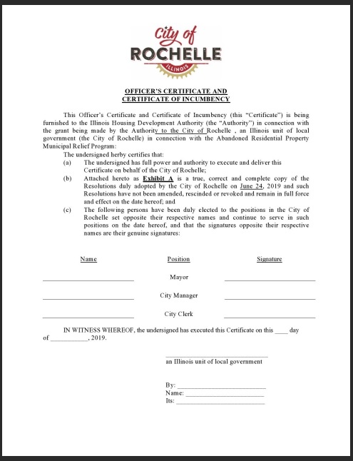 Company Incumbency Document